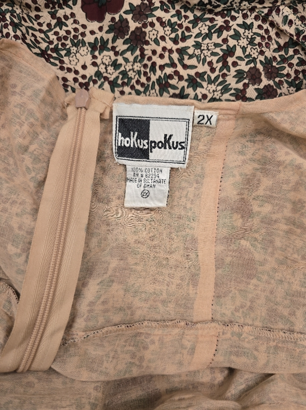 Vintage Hokus Pokus Floral Cotton Dress Boho Y2k 2X - Picture 4 of 4